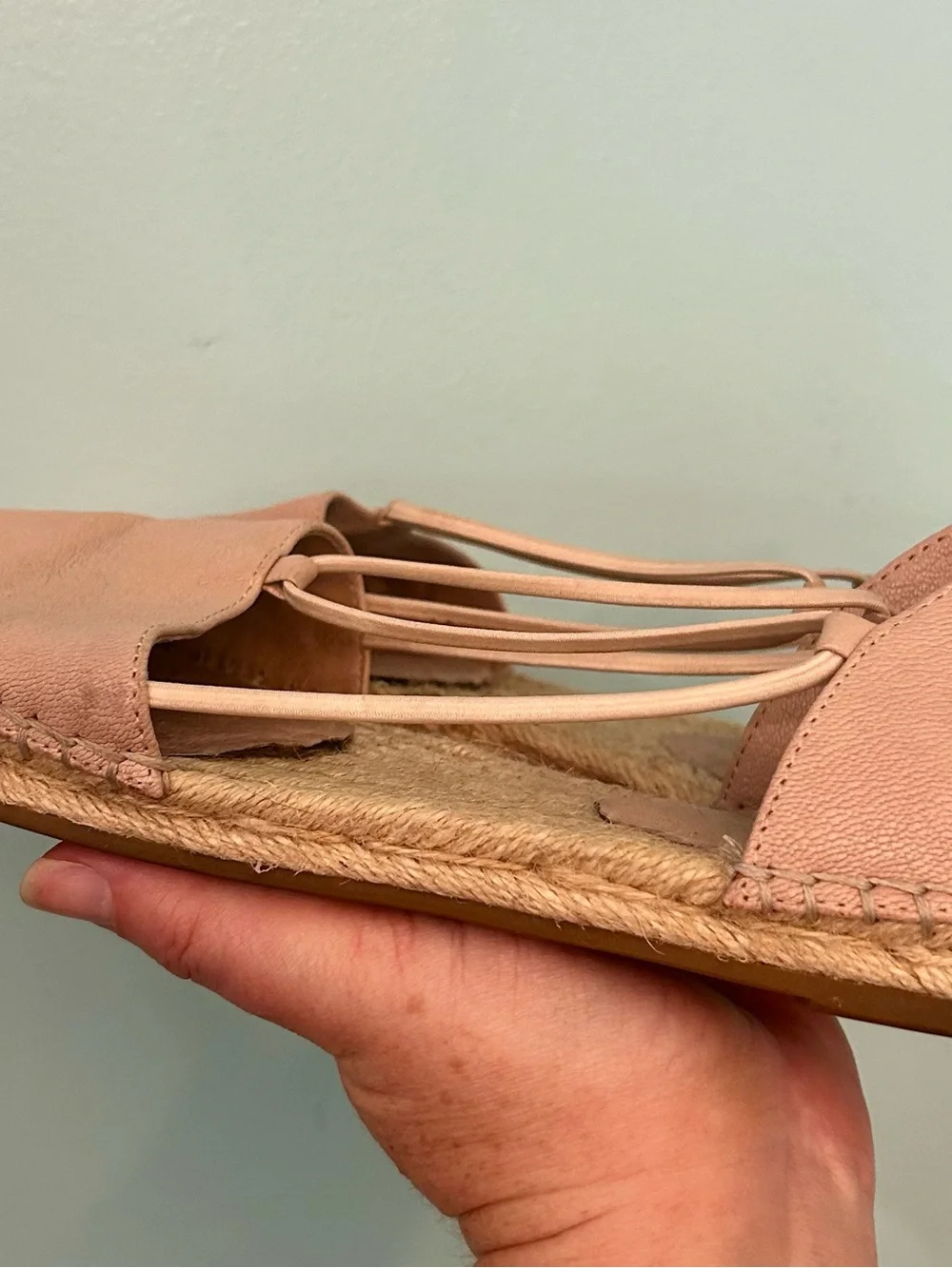 Eileen Fisher Women's Washed Blush Leather Espadrilles Shoes Sz US 7